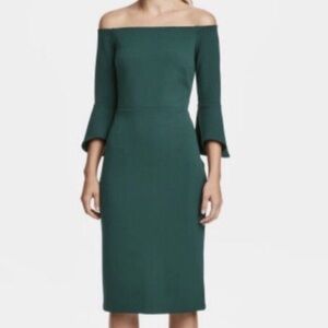 H&M Teal Off The Shoulder Sleeve Dress Christmas Dress